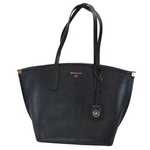 Michael Kors Pebble Leather Tote Bag Black Gold Hardware